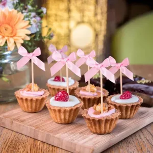 Fabric Bowknot Cake Toppers Cute Ribbon Dessert Picks For Party Baking Decoration Wedding Birthday Party Dessert Supplies