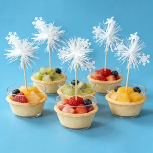 Decorative Snowflake Cake Toppers Tassel Dessert Food Picks For Christmas Party Wedding Cake Decoration Supplies