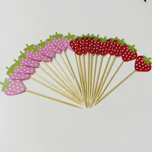Creative Strawberry Cake Topper Party Dessert Decoration Picks Cute Fruit Paper Card For Celebration Supplies