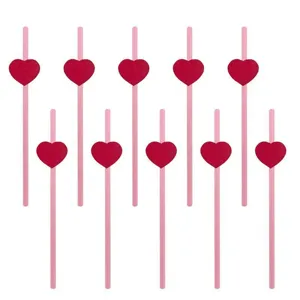 Cannucce di carta rosa con decorazioni a cuore rosso per feste e dolci decorazione 10pz
