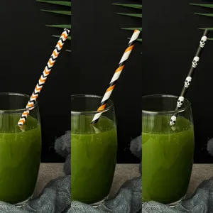 Halloween disposable paper straws biodegradable eco-friendly party drinkware details