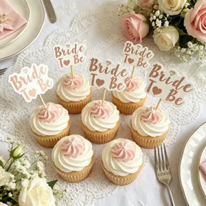 Elegante set di topper per cupcake Bride To Be per addio al nubilato e decorazioni di nozze.
