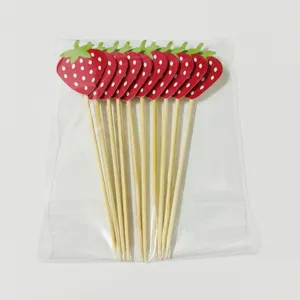 Set di stuzzicadenti per torta a forma di fragola decorazione festa dessert carta carina