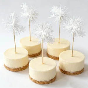 White snowflake cake toppers set, perfect for winter and Christmas party dessert decoration.