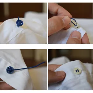 Detailed close-up view of the quick button fastening tool demonstrating step installation.