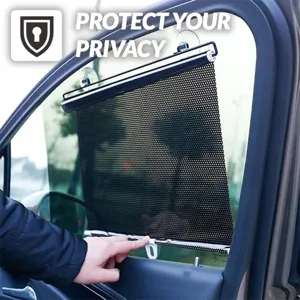 Intrekbaar Auto Zonnescherm Zwart Polka Dot Anti UV Raam Rollo Zonnescherm Universele Pasvorm Auto Interieur Zonneklep