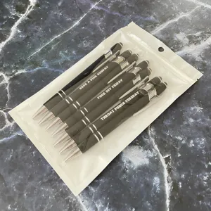 Lustiges Kugelschreiber-Set mit Eingabestift, schwarze Neuheit-Kugelschreiber im Beutel Detail.