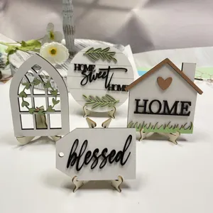 Farmhouse tiered tray decor wooden signs set for home living room rustic table centerpieces
