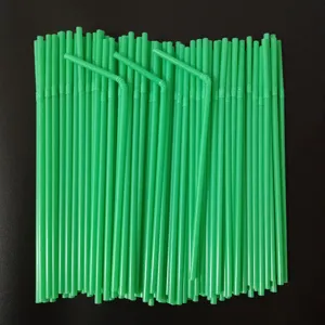 Wegwerp plastic rietjes 21cm groen buigbare sap rietjes 100 stuks voordeelverpakking feest