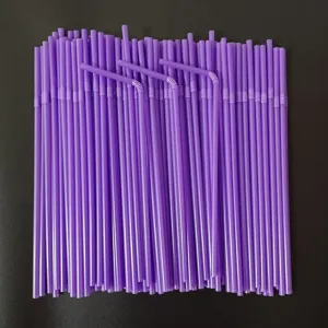 Wegwerp paarse kunststof rietjes, 21 cm lang, flexibel buigbaar ontwerp voor koude dranken.