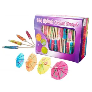 Colorful Paper Cocktail Parasol Picks Fruit Toothpicks Drink Umbrella Decorations For Party Wedding Bar Beverage Supplies