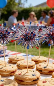 Independence Day firework cupcake toppers red white blue star tinsel dessert cake picks 20pcs