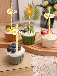 Kreative Einweg Papierstrohhalme für Geburtstagsparty und Sonne One Kuchentopper.