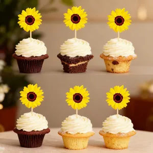 Topper per Torta Girasole Stuzzicadenti per Cupcake Girasole Decorazioni per Dessert Floreali Forniture per Feste di Pasticceria