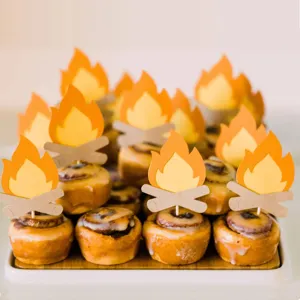 Firefighter theme cake toppers campfire paper decorations for party celebration supplies