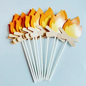 Fire flame cake toppers party decoration set with sticks for birthday and party events.