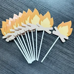Campfire cupcake toppers paper fire cake decorations for camping party firefighter birthday decor