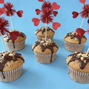 Valentine day red heart cake picks decorative tinsel toppers dessert party baking supplies