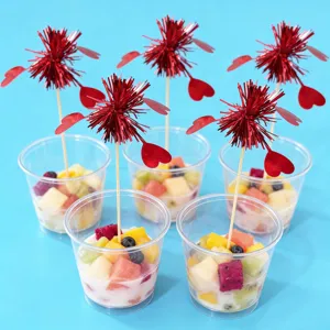 Creative firework heart fruit picks for Valentine day party cake dessert decoration supplies.
