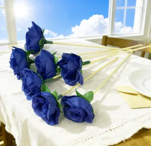 Blauwe kunstmatige roos decoratieve prikkers voor cocktails, desserts en fruitplateaus.