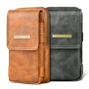 Leder Handyholster Gürteltasche Detailaufnahme mit hochwertigem PU-Material und sicherem Verschluss.