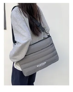 Stylische graue gepolsterte Laptop Umhängetasche 14 Zoll Computer Crossbody Tasche für Damen und Herren