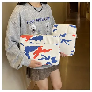 Korean style camo laptop sleeve bag 13 inch cute protective case organizer for students