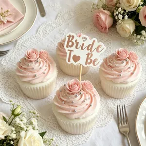 Set di topper per cupcake Bride To Be, eleganti decorazioni di torte rosa per festa