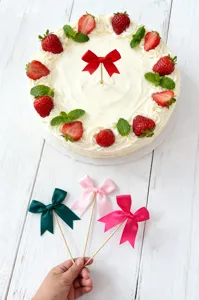 dovetail bow cake topper baking party dessert decoration colorful fabric ribbon sticks