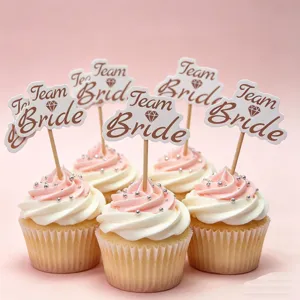 Set di topper per cupcake addio al nubilato con cartelli Team Bride decorazioni per feste.
