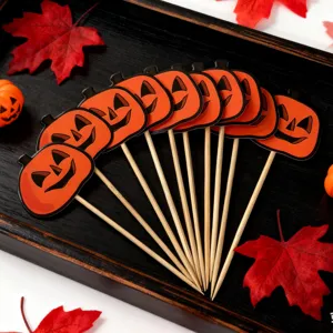 Halloween pumpkin cake toppers dessert fruit picks bakery decoration set of sticks