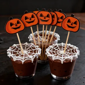 Halloween pumpkin cake toppers dessert cup decoration spiderweb props party supplies set