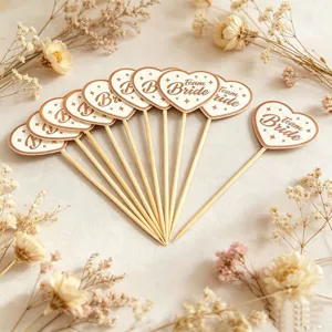 Stecchini per dessert Team Bride in legno a forma di cuore decorazione festa matrimonio