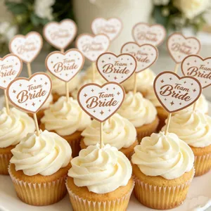 Topper per cupcake addio al nubilato team bride stecchini dessert a cuore decorazione nozze