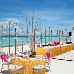 Hawaiian table skirt fringe for party decor tropical luau tiki bar celebration 275x75cm