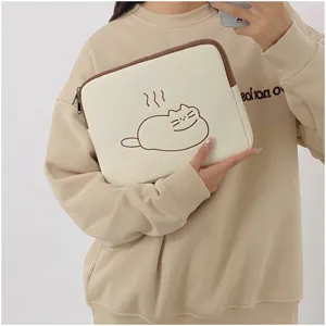 Ins Minimalist Cute Cat iPad Tablet Sleeve 11 13 Inch Student Laptop Bag Protective Case