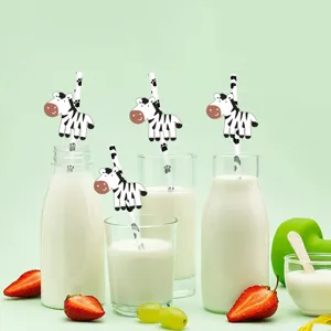 Cute cartoon zebra paper drinking straws detail view, ideal for kids party drink decoration.