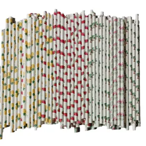 100pcs tropical paper straws flamingo pineapple watermelon summer beach party disposable drink straws