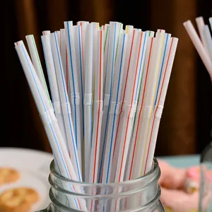 Wegwerp plastic rietjes 21cm 5mm voedselveilig kleurrijke flexibele drinkrietjes 100st