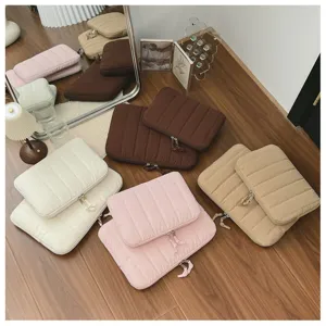 Quilted laptop sleeve tablet case minimalist striped protective bag for 11 13 15 inch devices.