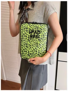 Transparent Neon Leopard Print iPad Laptop Sleeve Bag 11 Inch 14 Inch Protective Case