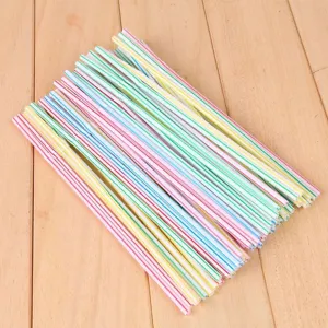 Wegwerp plastic rietjes 21cm kleurrijke gestreepte flexibele sap rietjes set pack