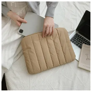 Korean ins quilted laptop sleeve and simple striped tablet storage bag protective case.