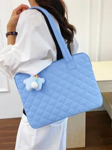 Korean quilted laptop bag women 14 inch tote sleeve cute star pendant commute iPad bag