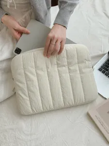 Korean Ins Style Minimalist Striped Embroidered Laptop Sleeve Protective Bag For Tablet Notebook