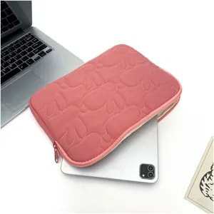 Süße rosa gesteppte Tablet-Hülle mit Hasenmuster, dünne tragbare Laptop-Schutzhülle.