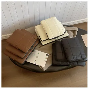 Quilted laptop sleeve 13 15 inch minimalist padded notebook protection bag soft minimalist style.