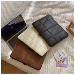 Korean style quilted laptop sleeve 13 15 inch puffer protective bag minimalist solid color