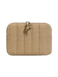 Khaki quilted laptop sleeve 11 13 15 inch padded tablet storage bag minimalist protector case