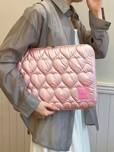 Koreanischer Stil Herz Gesteppte Laptoptasche Wasserdichte Puffer Computertasche Tragbare Business Laptop Schutzhülle